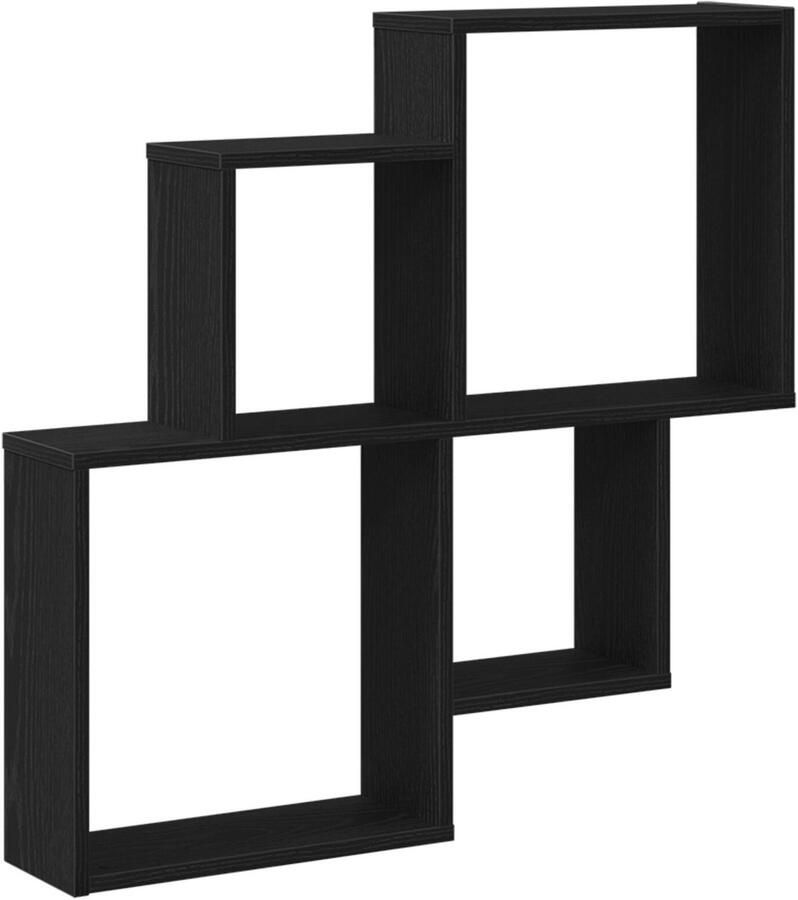 VidaXL Wandkast Zwart Eiken 80x15x78 5 cm Gemaakt van Hout