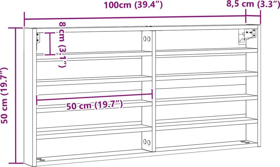 VidaXL Wandkast Zwart Eiken Geengineerd Hout - Foto 2