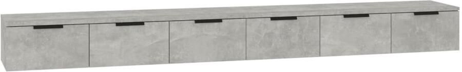 VidaXL Wandkasten 2 st 102x30x20 cm bewerkt hout betongrijs Wandkast Wandkasten Hangkast Hangende Kast