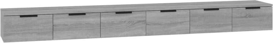 VidaXL Wandkasten 2 st 102x30x20 cm bewerkt hout grijs sonoma Wandkast Wandkasten Hangkast Hangende Kast