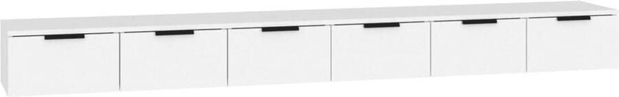 VidaXL Wandkasten 2 st 102x30x20 cm bewerkt hout hoogglans wit Wandkast Wandkasten Hangkast Hangende Kast