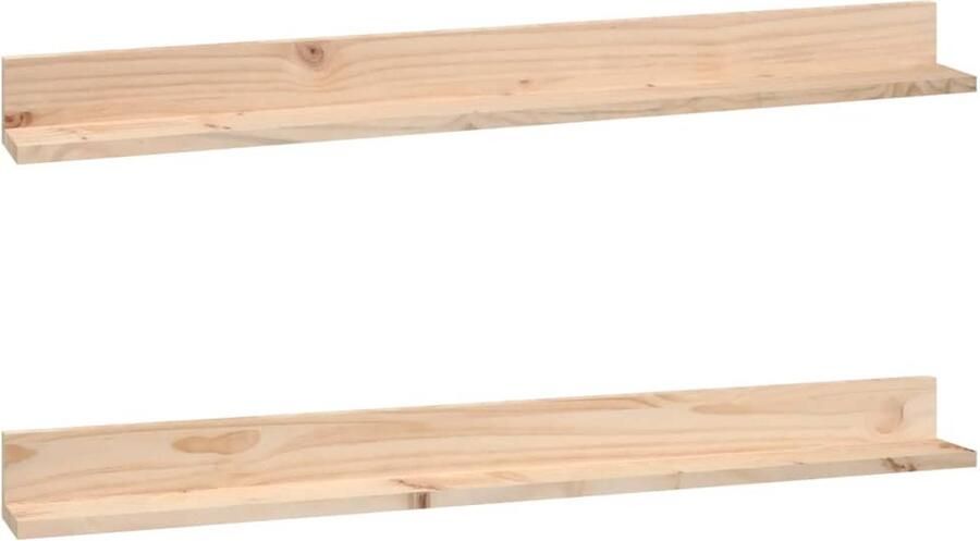 VidaXL Wandkasten 2 st 110x11x9 cm massief grenenhout