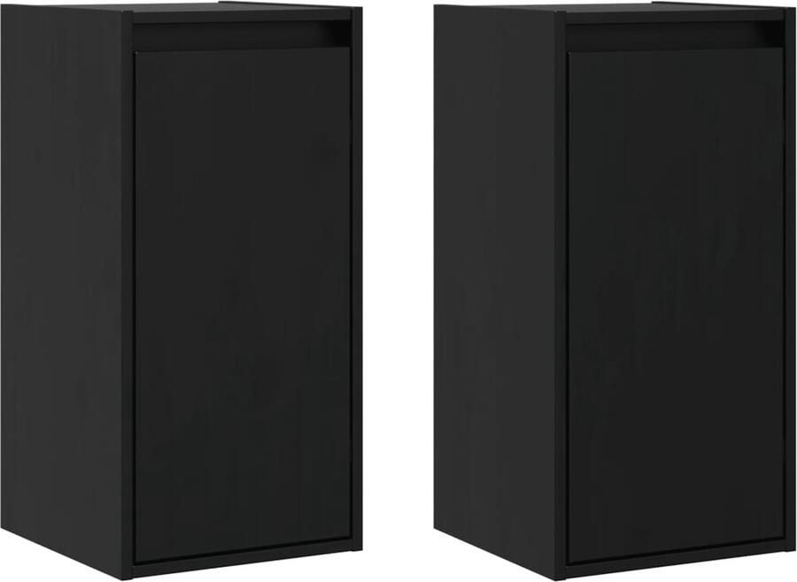 VidaXL Wandkasten 2 st 30x30x60 cm Zwart Grenenhout Wandkast Hangkast Grenoble Hout Zwarte Kast Opbergkast