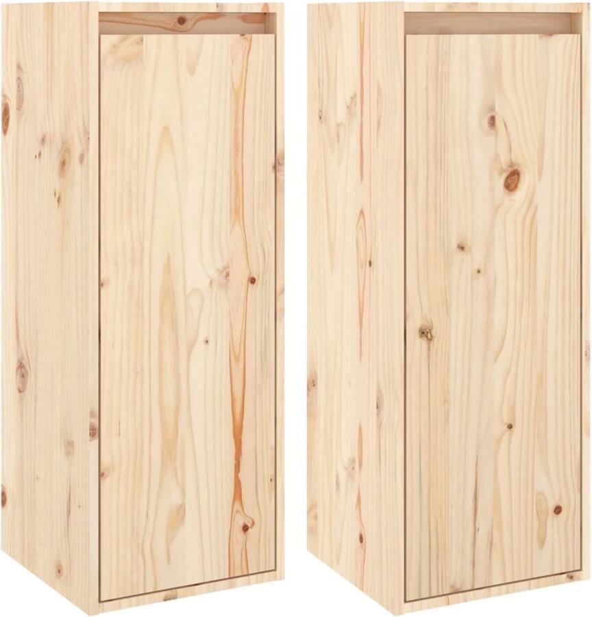 VidaXL Wandkasten 2 st 30x30x80 cm massief grenenhout Wandkast Wandkasten Hangkast Wandgemonteerde Kast