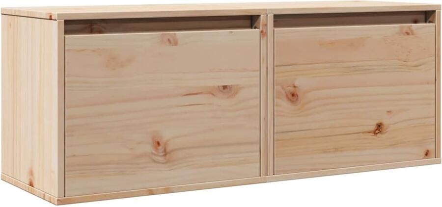 The Living Store Wandkasten 2 st 45x30x35 cm massief grenenhout Zwevende Wandkast Houten Wandkast Grenenhouten Kast Wandkast Set Hangend Meubel - Foto 2
