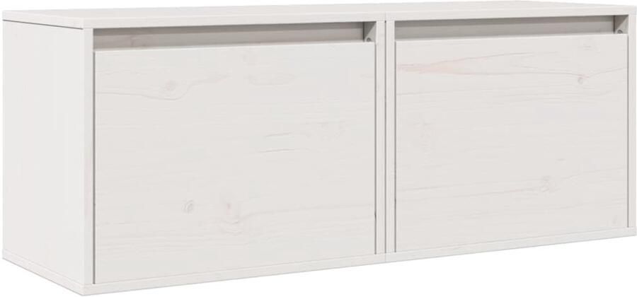 VidaXL Wandkasten Massief Grenenhout Wit 2 stuks Zwevende Wandkasten Houten Kast Grenoble Hout Witte Kast Salon Meubilair