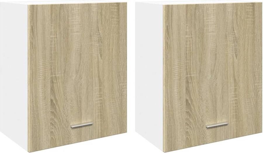 VidaXL Wandkasten 2 st 50x31x60 cm bewerkt hout sonoma eikenkleurig