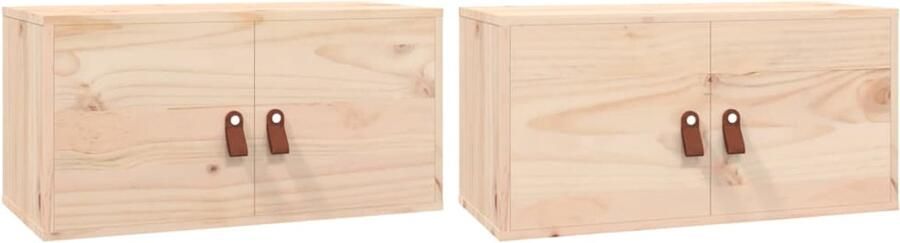 VidaXL Wandkasten 2 stuks Massief Grenenhout 60 cm Wandkast Grenoble Hout Hangkast Opbergkast Woonkamerdecoratie