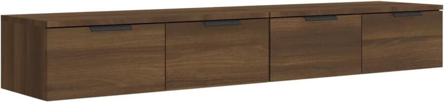 VidaXL Wandkasten 2 st 68x30x20 cm bewerkt hout bruin eikenkleur Wandkast Wandkasten Hangkast Hangende Kast