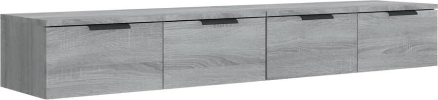 VidaXL Wandkasten 2 st 68x30x20 cm bewerkt hout grijs sonoma eiken Wandkast Wandkasten Hangkast Hangende Kast