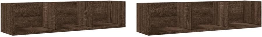 VidaXL Wandkast Wandkasten Hangkast Hangende Kast Wandkasten 2 st 75x18x16 5 cm bewerkt hout bruin eikenkleur
