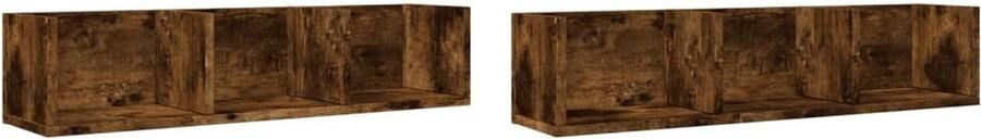 VidaXL Wandkasten 2 st 75x18x16 5 cm bewerkt hout gerookt eikenkleurig