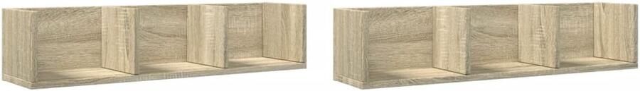 VidaXL Wandkast Wandkasten Hangkast Hangende Kast Wandkasten 2 st 75x18x16 5 cm bewerkt hout sonoma eikenkleurig