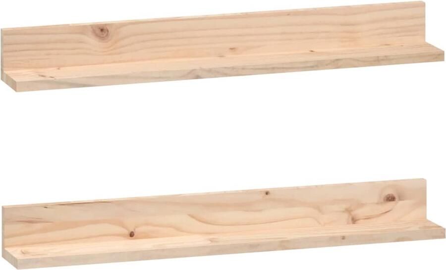 VidaXL Wandkasten 2 st 80x11x9 cm massief grenenhout
