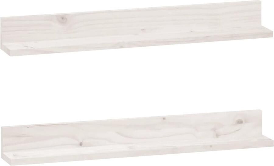 VidaXL Wandkasten 2 st 80x11x9 cm massief grenenhout wit