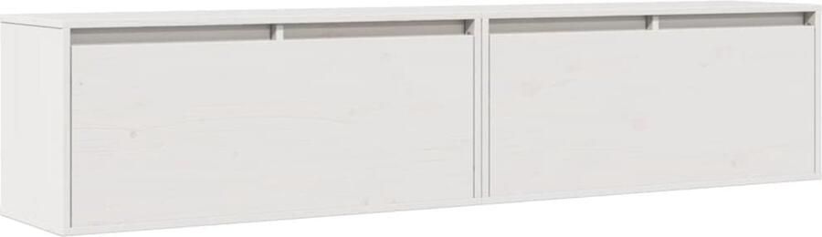 VidaXL Wandkasten 2 st 80x30x35 cm massief grenenhout wit Wandkast Wandkasten Hangkast Hangende Kast