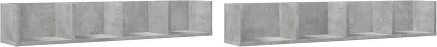 VidaXL Wandkasten 2 st 99x18x16 5 cm bewerkt hout betongrijs