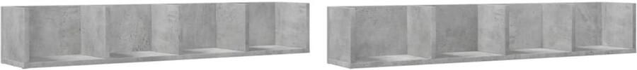 VidaXL Wandkasten 2 st 99x18x16 5 cm bewerkt hout betongrijs Wandkast Wandkasten Hangkast Hangende Kast