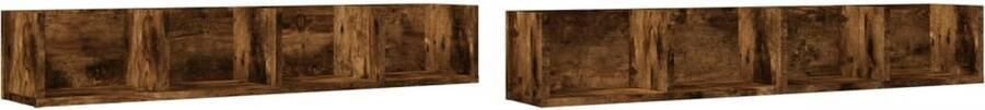 VidaXL Wandkasten 2 st 99x18x16 5 cm bewerkt hout gerookt eikenkleur