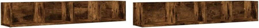 VidaXL Wandkast Wandkasten Hangkast Hangende Kast Wandkasten 2 st 99x18x16 5 cm bewerkt hout gerookt eikenkleur