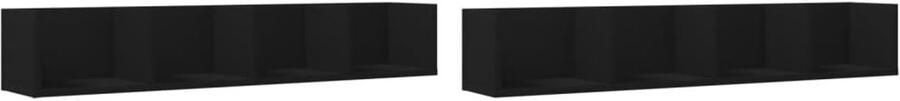 VidaXL Wandkast Wandkasten Hangkast Hangende Kast Wandkasten 2 st 99x18x16 5 cm bewerkt hout zwart
