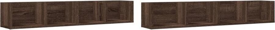 VidaXL Wandkasten 2 st 99x18x16 5 cm bewerkt hout bruin eikenkleur