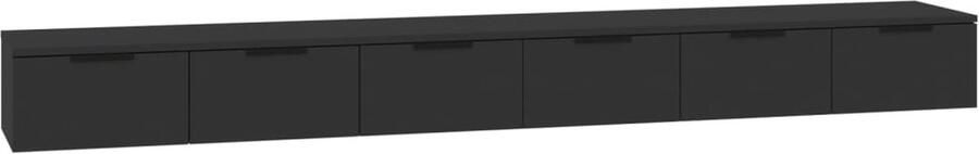 VidaXL Wandkasten 2 st zwart 102x30x20 cm hout Wandkast Zwevende Kast Tv Meubel Opbergkast Houten Kast