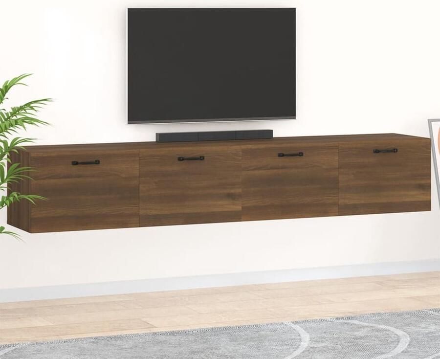 VidaXL Wandkasten 2 stuks 100x36 5x35 cm Bruineiken Wandkast Kast Houten Kast Bruine Eik Bergruimte Opbergkast Woonkamerdecoratie Salonmeubels - Foto 2