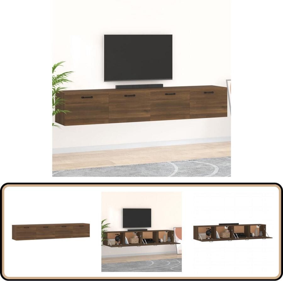 VidaXL Wandkasten 2 stuks 100x36 5x35 cm Bruineiken Wandkast Kast Houten Kast Bruine Eik Bergruimte Opbergkast Woonkamerdecoratie Salonmeubels