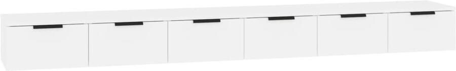 VidaXL Wandkasten 2 stuks 102x30x20 cm Wit Zwevende Wandkast Houten Kast Witte Kast Opbergkast