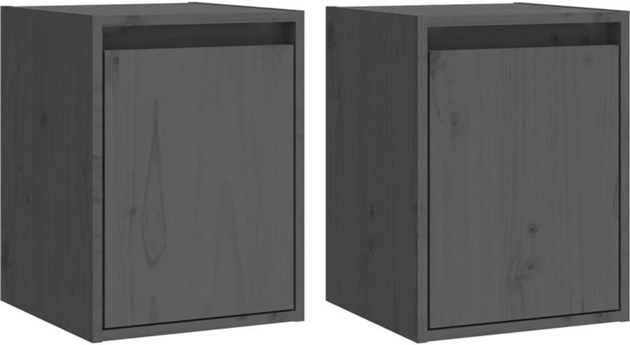 VidaXL Wandkasten 2 stuks 30x30x40 cm Grijs Hangkast Wandkast Grenoble Hout Kast Opbergkast