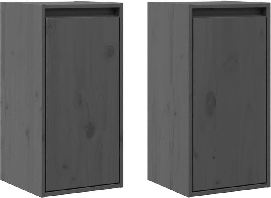 VidaXL Wandkasten 2 stuks 30x30x60 cm Grijs Wandkast Grenoble Hout Hangkast Opbergkast Living Room Furniture