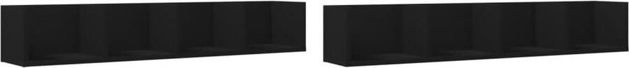 VidaXL Wandkasten 2 stuks 99x18x16 5 cm Zwart Zwevende Wandkast Wanddecoratie Opbergkast Houten Kast Zwarte Kast