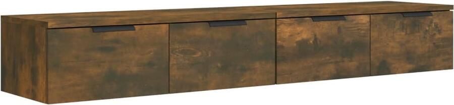 The Living Store Wandkasten 2 st 68x30x20 cm bewerkt hout gerookt eiken Wandkast Hangkast Bergruimte Keuken Kast Badkamer Kast - Foto 2