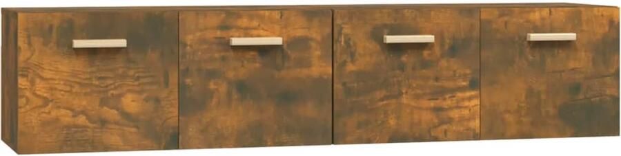 VidaXL Wandkasten 2 stuks Gerookt eiken 80x35x36 5 cm Wandkast Kast Bergruimte Houten Kast Bruine Kast Hangkast Keukenopstelling Woonkamerdecoratie