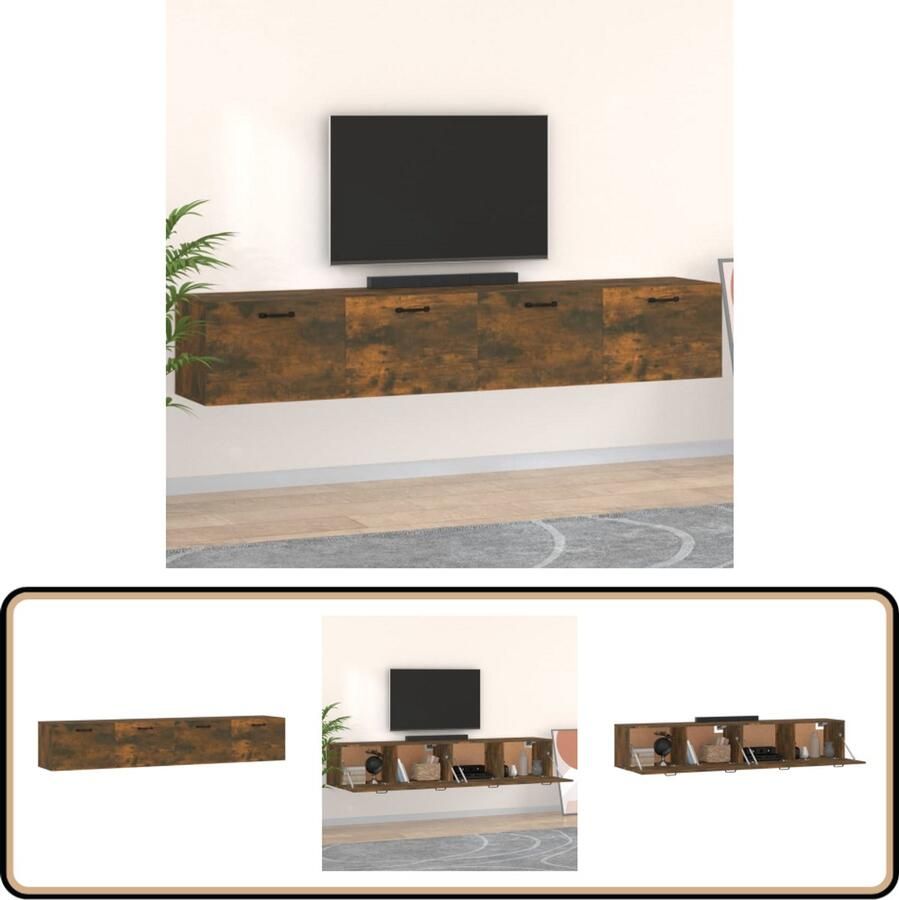 VidaXL Wandkasten 2 stuks Gerookt eiken Bewerkt hout Wandkast Kast Bergruimte Houten Kast Bruine Kast