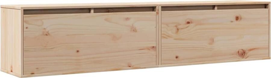 VidaXL Wandkasten 2 stuks Grenenhout 80x30x35 cm Zwevende Wandkast Houten Kast Grenoble Kast Wandopbergers Salon Meubels