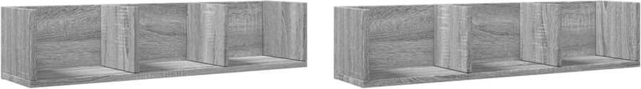 VidaXL Wandkasten 2 stuks Grijs Sonoma Eiken Zwevende Wandkast Wanddecoratie Opbergkast Houten Kast Grijze Kast
