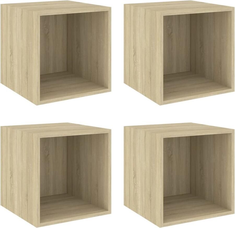 VidaXL Wandkasten 4 st 37x37x37 cm bewerkt hout sonoma eikenkleurig - Foto 4