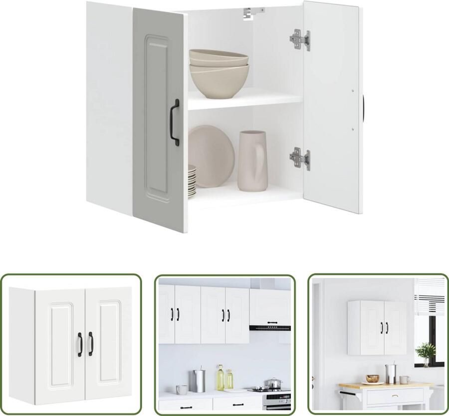 The Living Store Keukenwandkast Kalmar bewerkt hout wit Keukenwandkast Opslagoplossing Keukenkasten Houten Kast Wit Kast