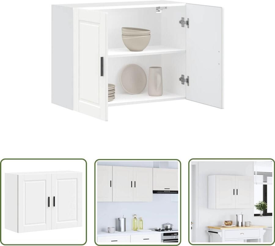 VidaXL Keukenwandkast Porto bewerkt hout wit Keukenkasten Wandkasten Keukenuitrusting Houten Kasten Opbergkisten