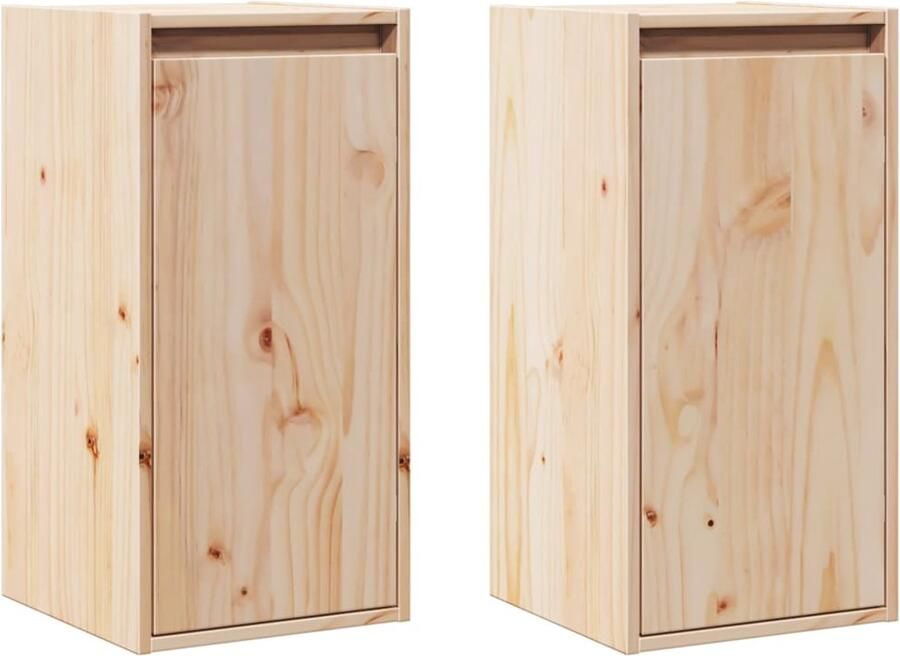 VidaXL Wandkasten Set van 2 30x30x60 cm Grenenhout Wandkast Grenoble Hout Hangkast Opslagruimte Woonaccessoires
