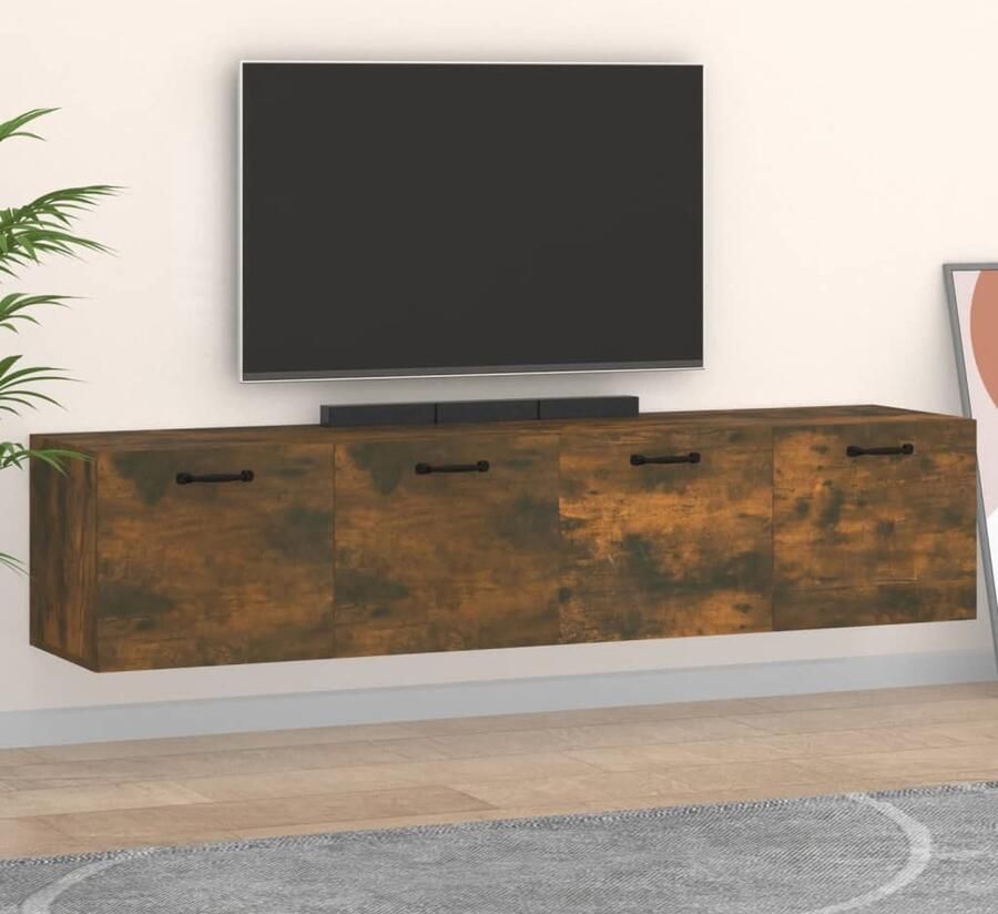 VidaXL Wandkasten Set van 2 Gerookt Eiken Wandkast Kastjes Bergruimte Houten Kast Bruine Kast Landelijke Kast Modern Design Livingroom Slaapkamer - Foto 2