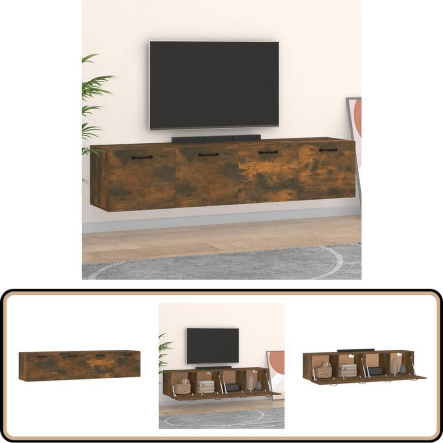 VidaXL Wandkasten Set van 2 Gerookt Eiken Wandkast Kastjes Bergruimte Houten Kast Bruine Kast Landelijke Kast Modern Design Livingroom Slaapkamer