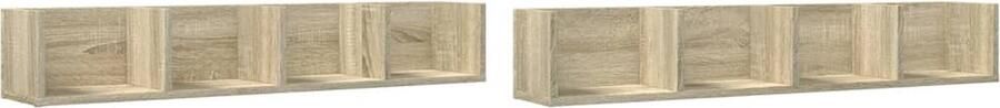 VidaXL Wandkasten Set van 2 Sonoma Eiken 99x18x16 5 cm Wandkast Zwevende Kast Salontafel Bergruimte Opslagmogelijkheid