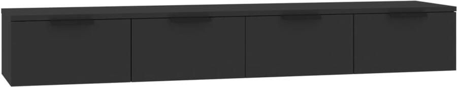 VidaXL Wandkasten Set van 2 Zwart 68x30x20 cm Wandkast Zwarte Wandkast Kast Met Lade Hangkast Badkamerkast