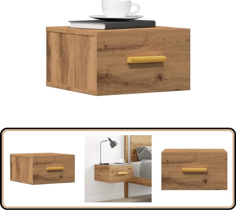 VidaXL Wandkastje 35x35x20cm Artisanaal Eiken Wandkast Nachtkastje Opbergkast Houten Kast Compact Meubilair