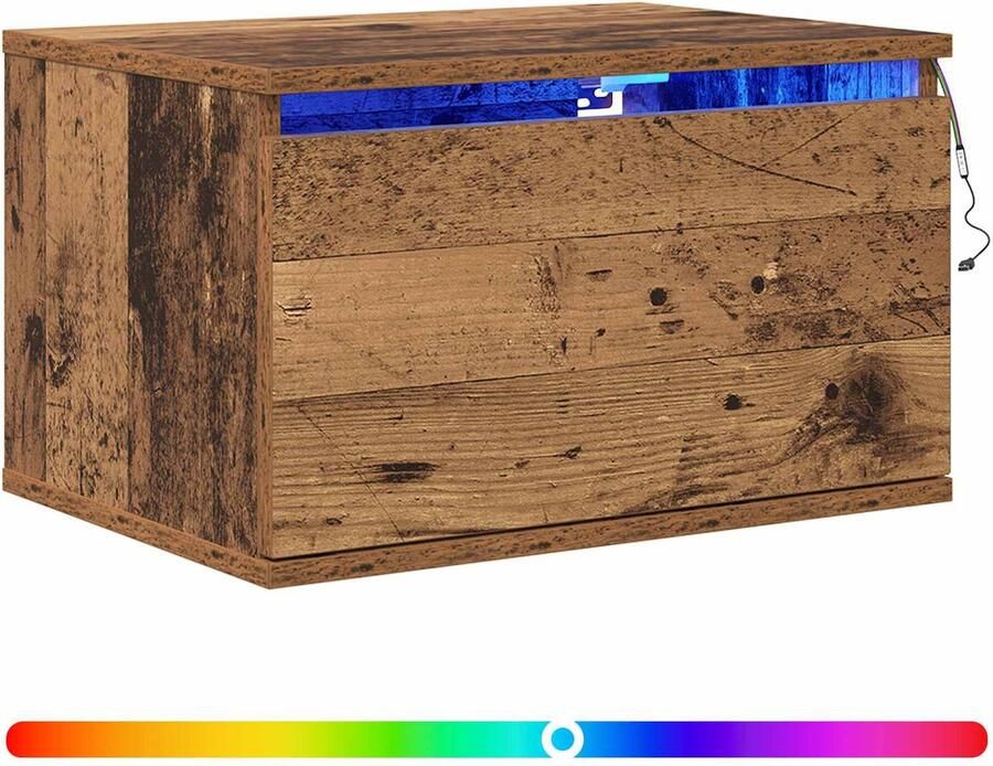 VidaXL Wandkastje voor Bed 2 pcs Oud hout 50 x 36 x 30 cm Bewerkt hout - Foto 2