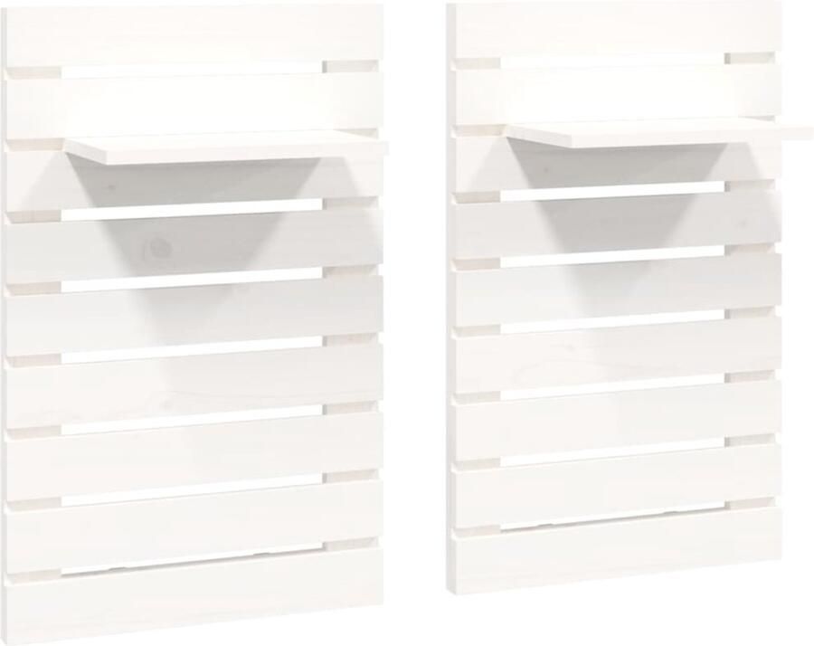 VidaXL Wandkastjes Set van 2 Grenenhout Wit Wandkasten Nachtkastjes Grenoble Hout Meubels Slaapkamer Zwevende Kasten