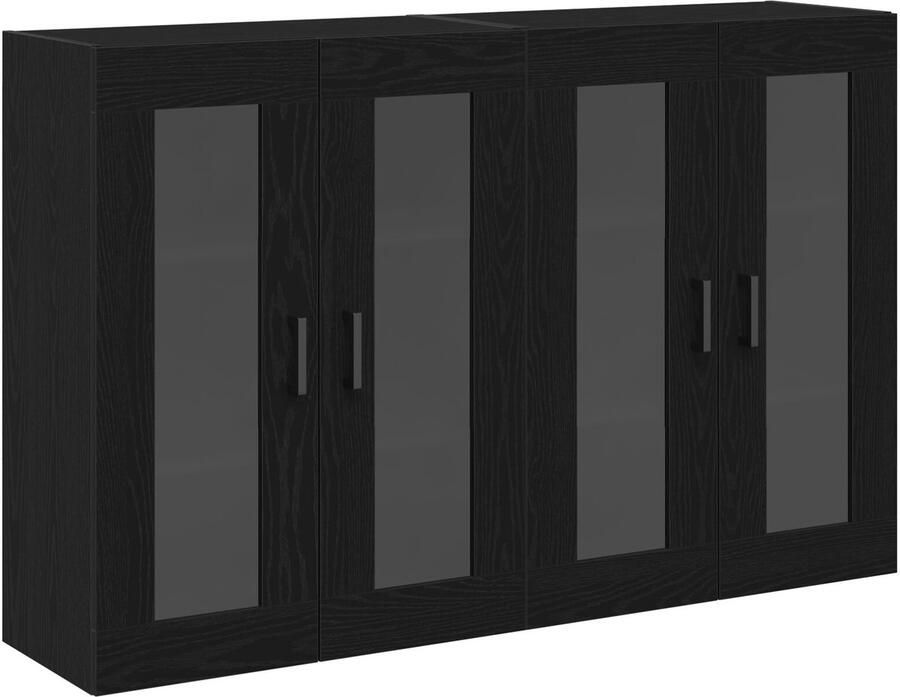 VidaXL Wandkasten Set van 2 in Zwart Eiken 69 5 x 34 x 90 cm – Massief Hout - Foto 2